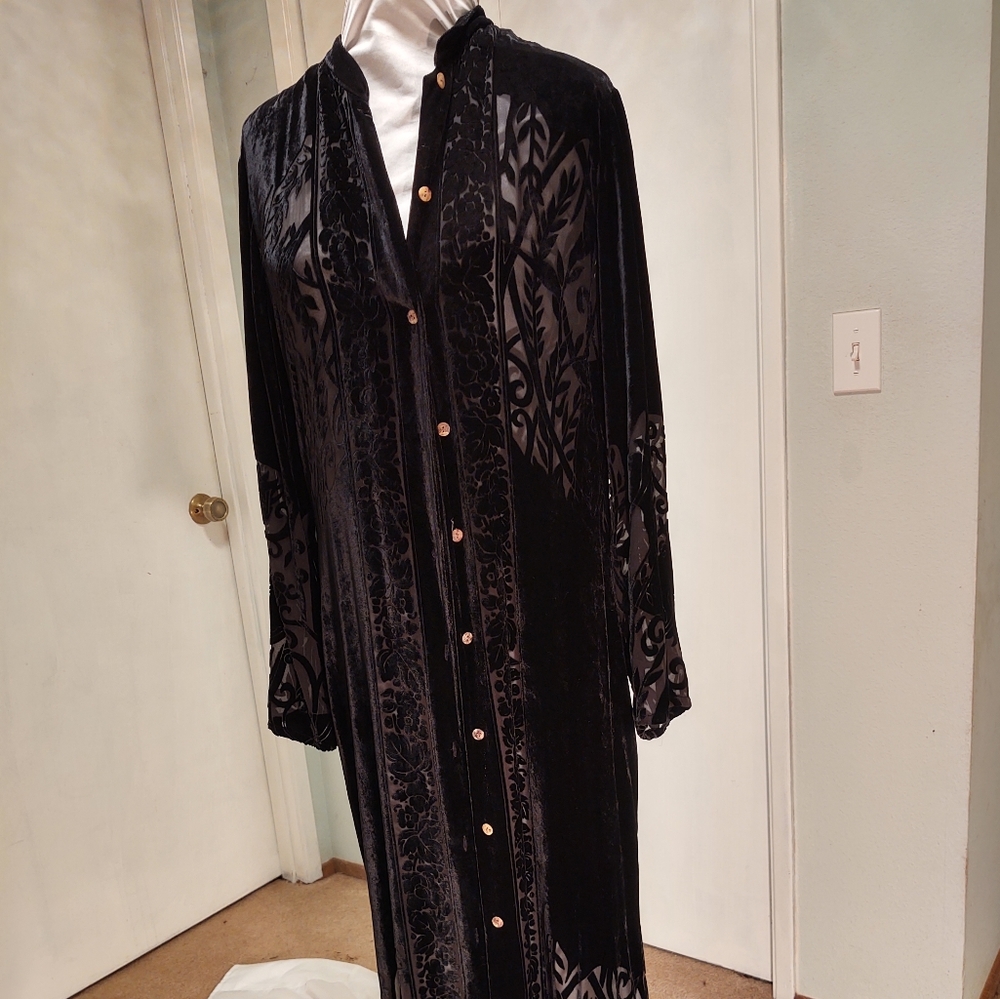 =SOLD= Wmns Citron blk velvet burnout duster, L